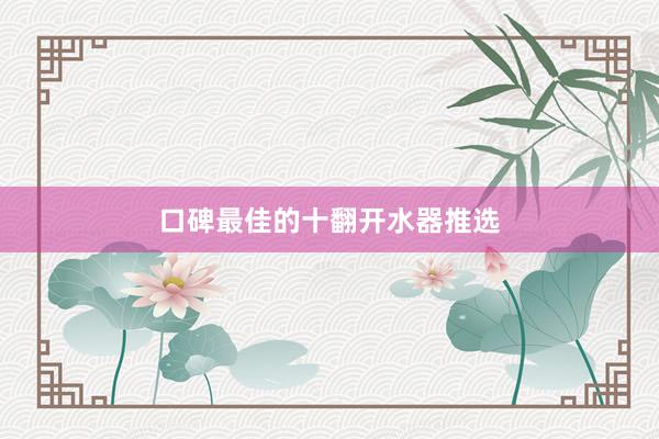 口碑最佳的十翻开水器推选